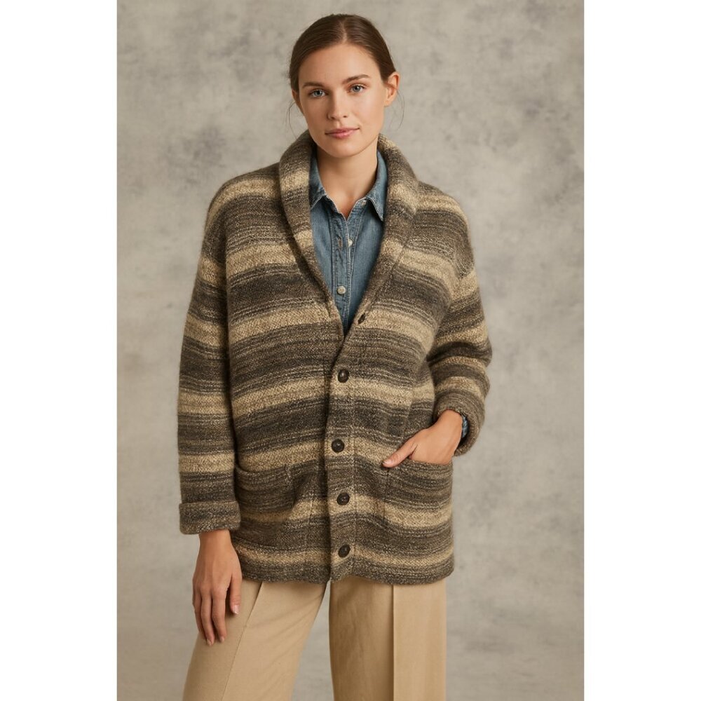 Ralph Lauren Denim & Supply Cardigan Sweater Alpaca Wool Blend Size M Stripes